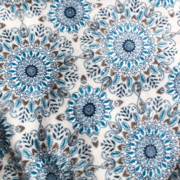 Blue and Gray Patterned Plush Throw Blanket 50" x 60"