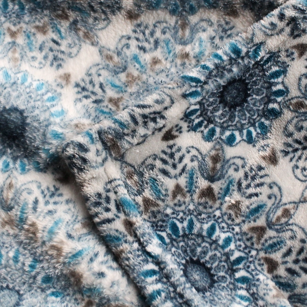 Blue and Gray Patterned Plush Throw Blanket 50" x 60"