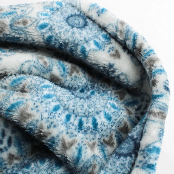 Blue and Gray Patterned Plush Throw Blanket 50" x 60"