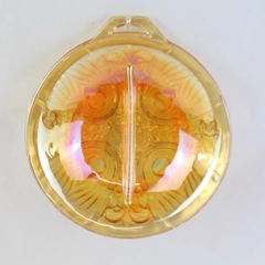 Vintage Indiana Kilarney Marigold Carnival Glass Divided Relish Dish 