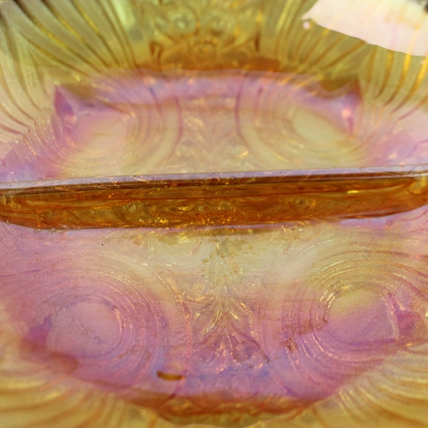 Vintage Indiana Kilarney Marigold Carnival Glass Divided Relish Dish 