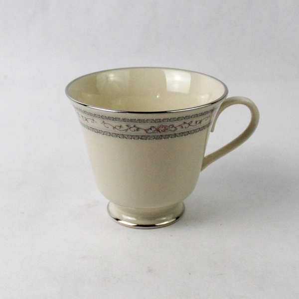 Set of 4 Lenox China Charleston Pattern Floral Footed Tea Cups 3.25" Tall