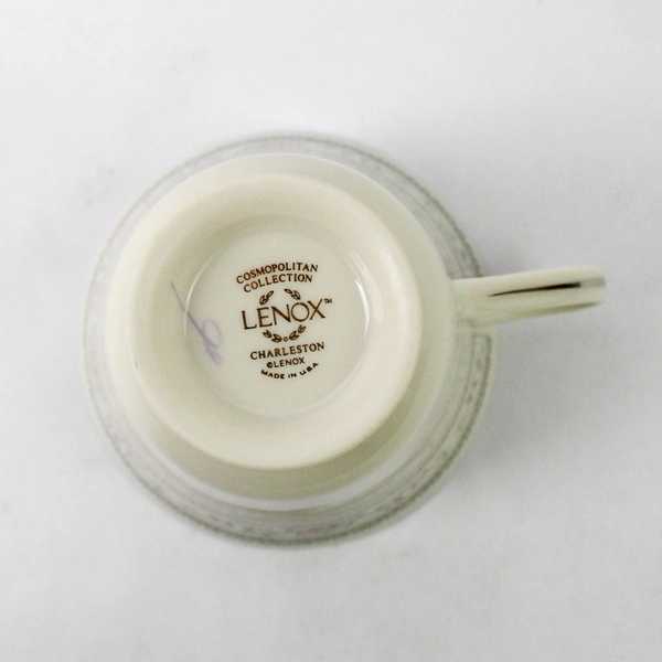 Set of 4 Lenox China Charleston Pattern Floral Footed Tea Cups 3.25" Tall