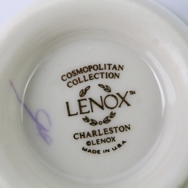 Set of 4 Lenox China Charleston Pattern Floral Footed Tea Cups 3.25" Tall