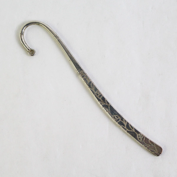 Silver Plate Shepherd's Crook Bookmark with Engraved Roses