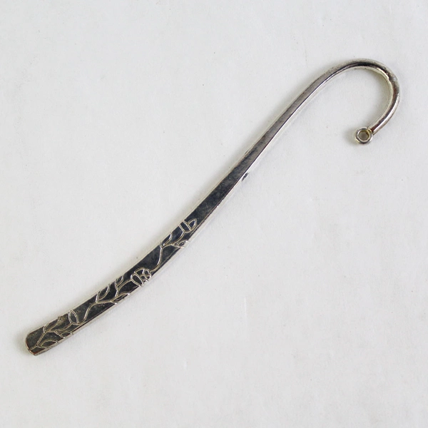 Silver Plate Shepherd's Crook Bookmark with Engraved Roses