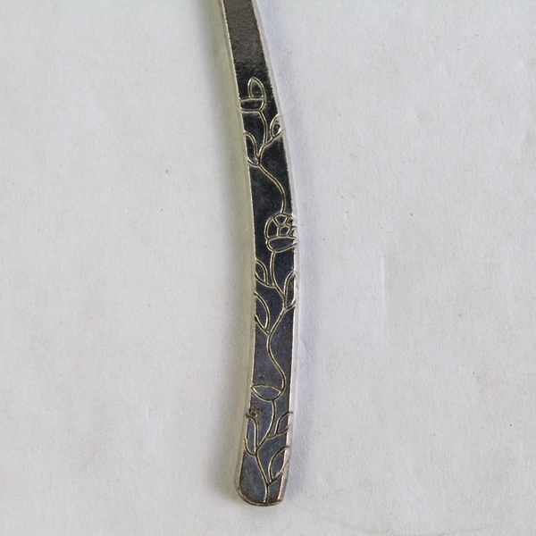 Silver Plate Shepherd's Crook Bookmark with Engraved Roses
