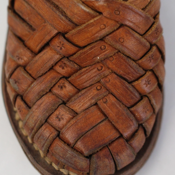 2 Pairs of Vintage Brown Braided Leather Children's Slip-On Shoes