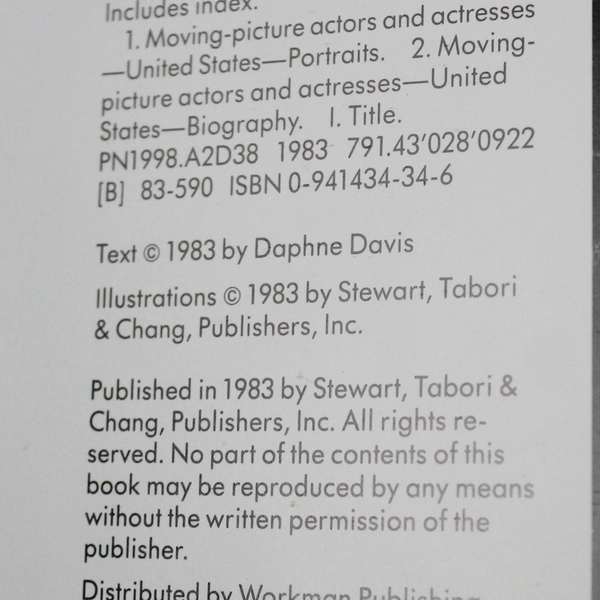 Stars by Daphne Davis Hardcover Hollywood Photobook 1983