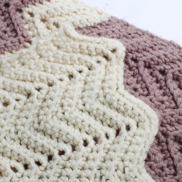 Handmade Beige and Taupe Chevron Crochet Afghan 68" x 100"