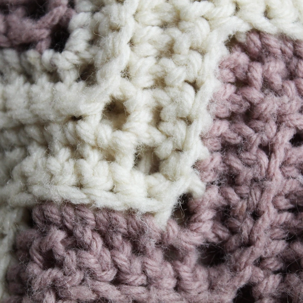 Handmade Beige and Taupe Chevron Crochet Afghan 68" x 100"