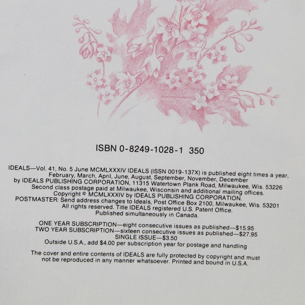 Vintage 1984 Ideals Publishing Summertime Issue Magazine Vol 41 No 5