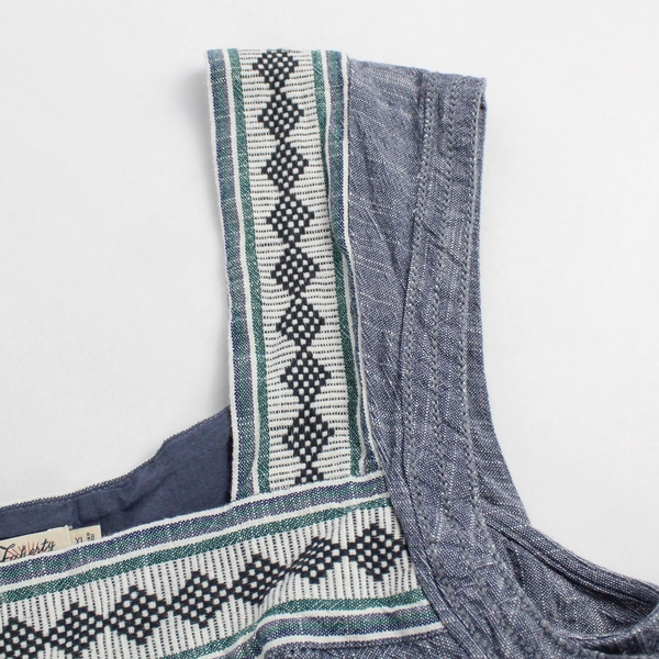 Faherty Short Organic Cotton Blue Square Neck Sleeveless Dress Women's Size XL