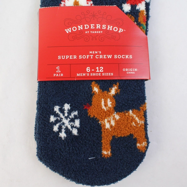 Wondershop Christmas Gingerbread Design Men's Super Soft Crew Socks Size 6-12