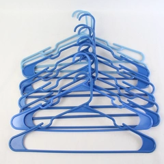Lot of 10 Tubular Blue Hangers Standard Size for Closet Storage Varied Shades