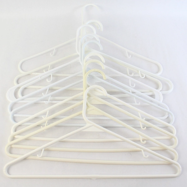 Lot of 10 Tubular White Hangers Standard Size for Closet Storage Organization