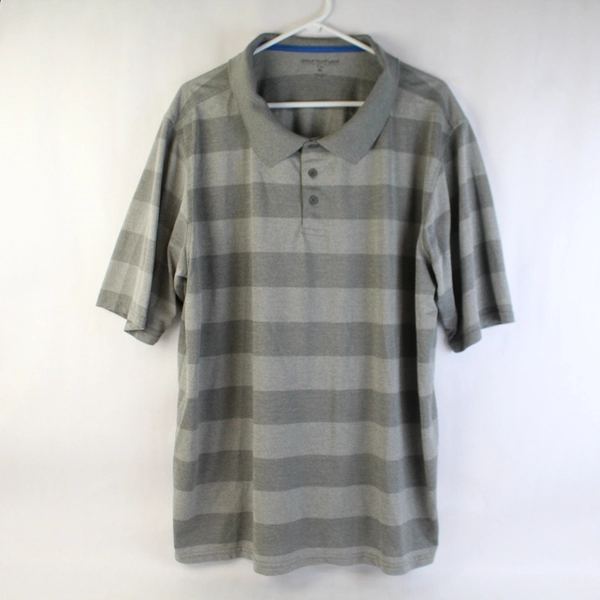 Great Northwest Gray Striped Polo Shirt Men's Size XL