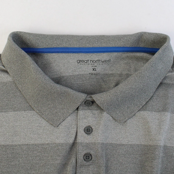 Great Northwest Gray Striped Polo Shirt Men's Size XL