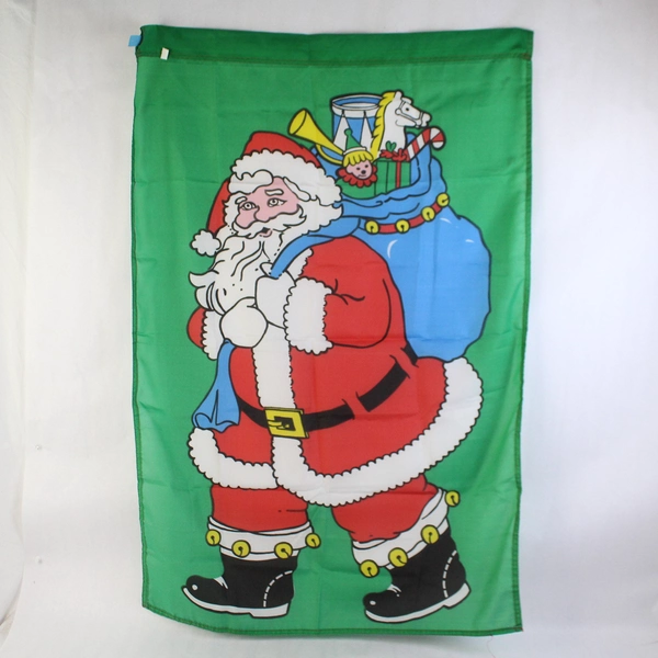 Santa With Bag of Toys Christmas Outdoor Banner Flag 28" x 41"
