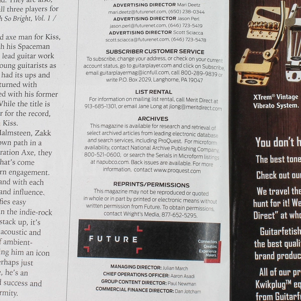 Guitar Player Magazine Dec 2018 - Smashing Pumpkins Cover Collectible