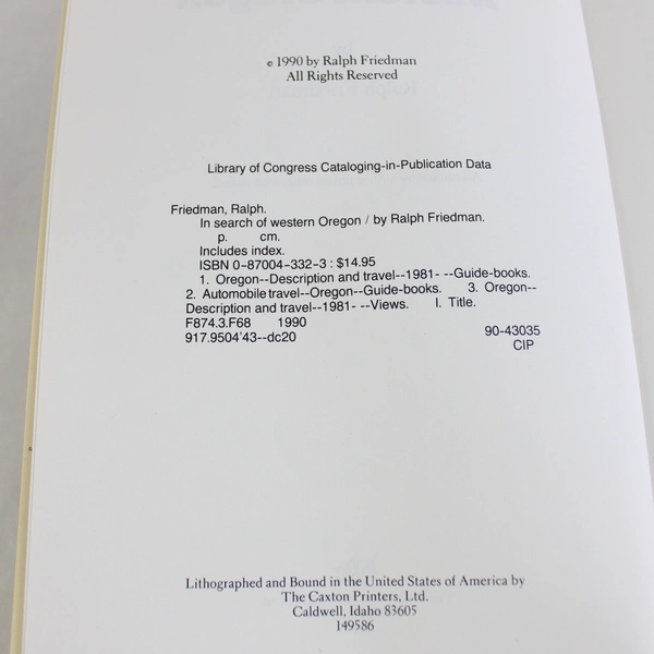 In Search of Western Oregon by Ralph Friedman 1990 Trade Paperback