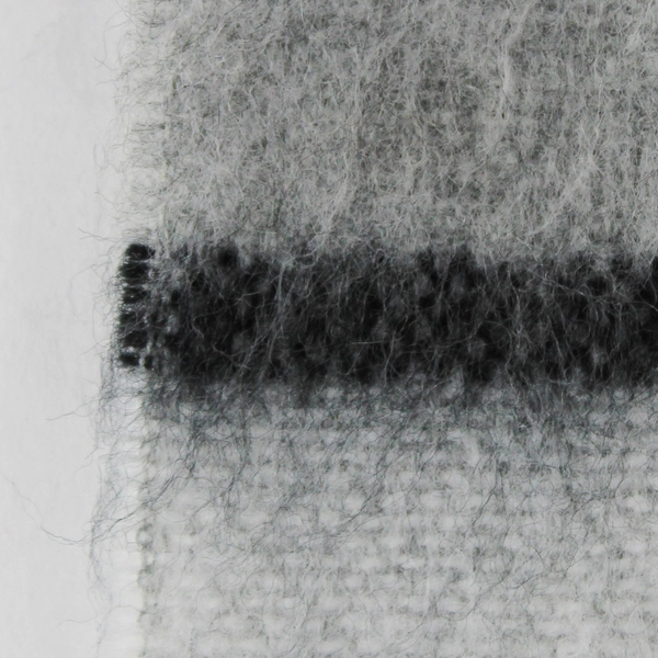 Women's Gray Black White Plaid Scarf with Fringe, 11"x50", Pre-Owned, Wear