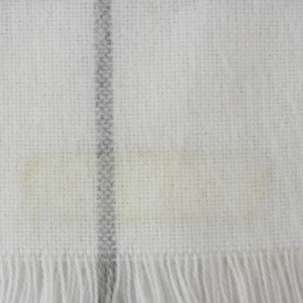 Women's Gray Black White Plaid Scarf with Fringe, 11"x50", Pre-Owned, Wear