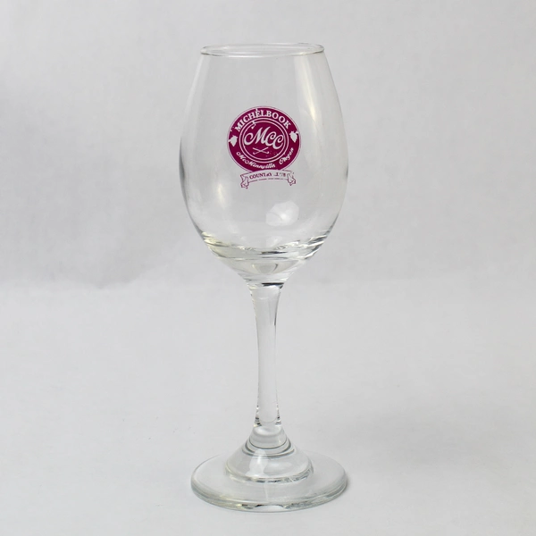 Vtg Set of 2 Michelbook Country Club Golf Red Logo Wine Glasses 7.5" Tall