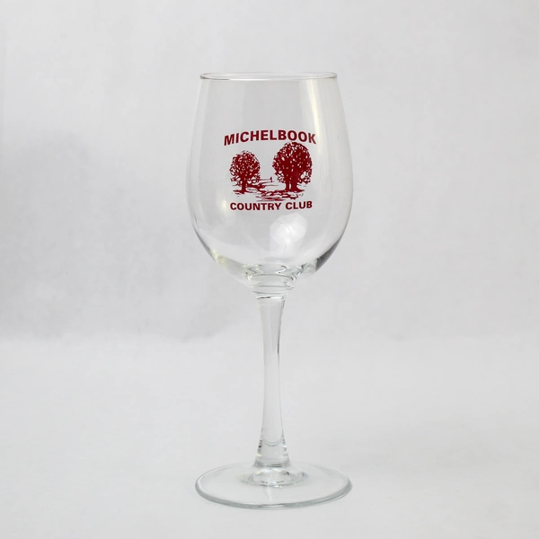Vtg Set of 2 Michelbook Country Club Red Logo Wine Glasses 8" Tall