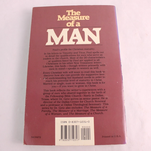 The Measure of a Man by Gene A. Getz 1974 Paperback