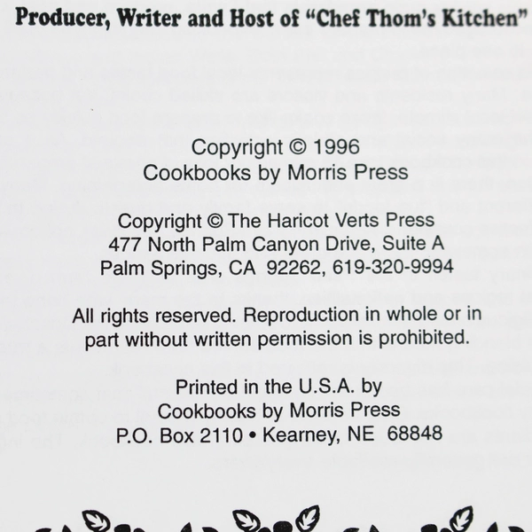 Palm Springs Lifestyle Cookbook by Dr. Thomas F. Ris 1996 - Good Condition