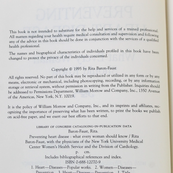 Preventing Heart Disease: What Every Woman Should Know 1995 Hardcover