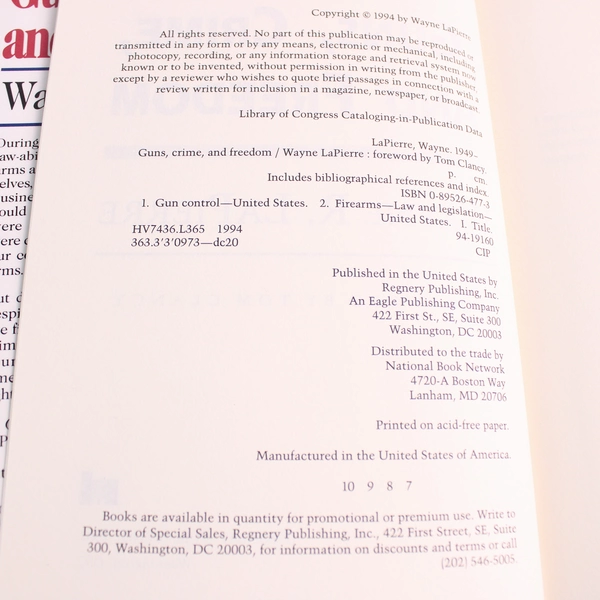 Guns, Crime and Freedom by Wayne LaPierre 1994 Hardcover