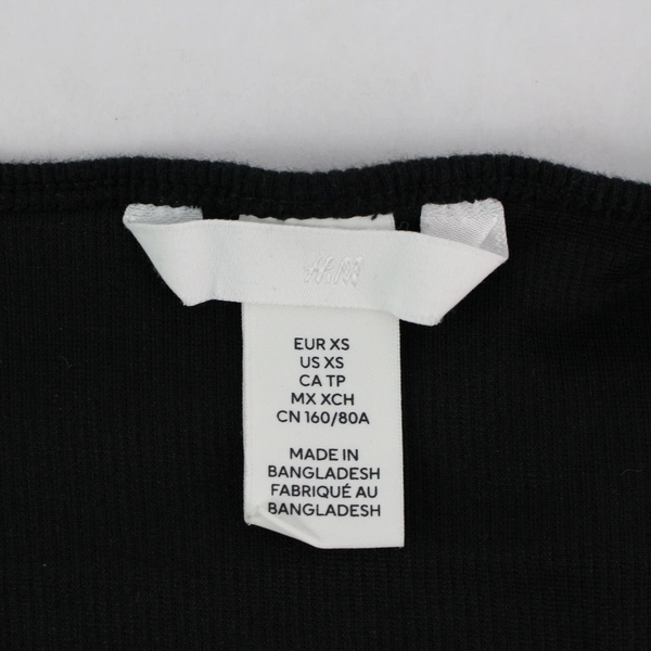 H&M Women's Black Ribbed Cropped Tank Top XS Cotton Blend - Very Good Condition