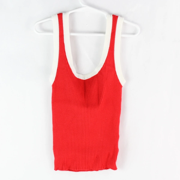 H&M Divided Women's Ribbed Red & White Tank Top Size XS Viscose Blend