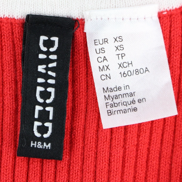 H&M Divided Women's Ribbed Red & White Tank Top Size XS Viscose Blend
