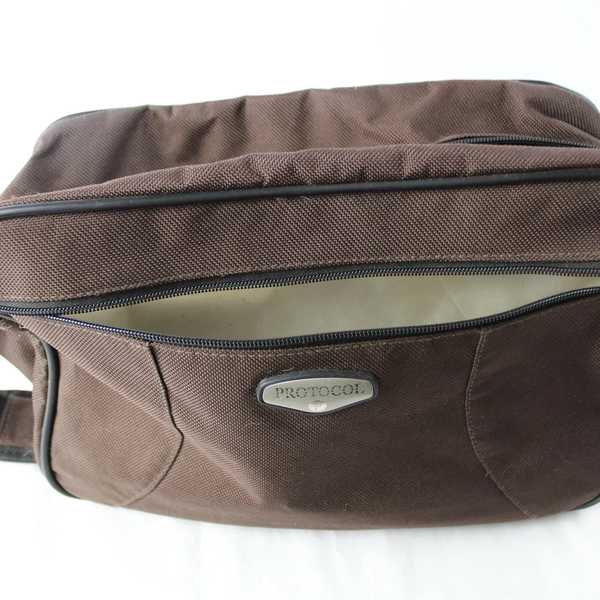 Protocol Brown Zipper Closure Travel Shoulder Bag - Good Condition