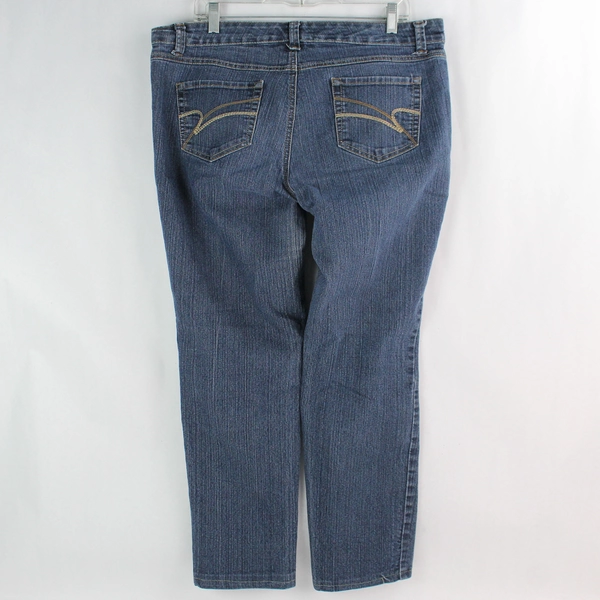 Nine West Women's Size 16 Blue Straight Leg Jeans Cotton Blend Pre-Owned