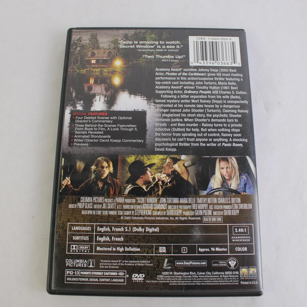 Secret Window DVD 2004 Johnny Depp
