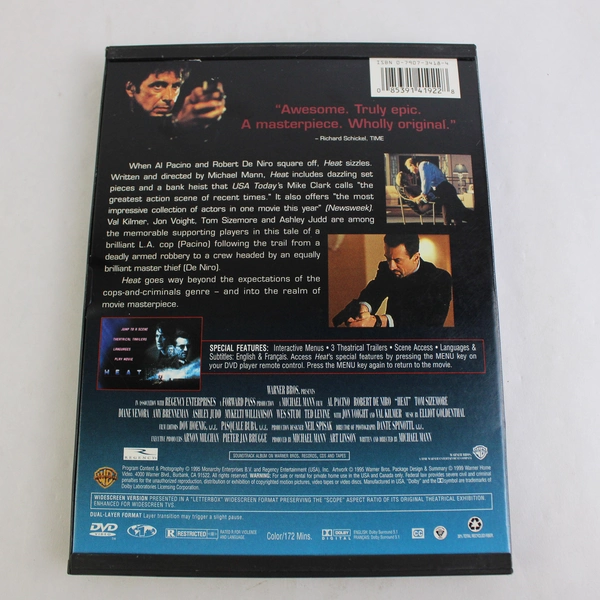 Heat: A Los Angeles Crime Saga DVD Al Pachino Robert DeNiro Val Kilmer
