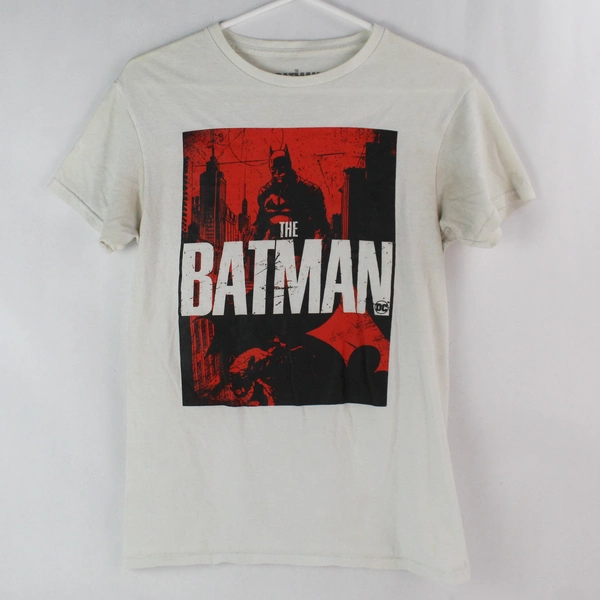 DC Women's Batman T-Shirt Size S 100% Cotton White Pre-Owned - Stains