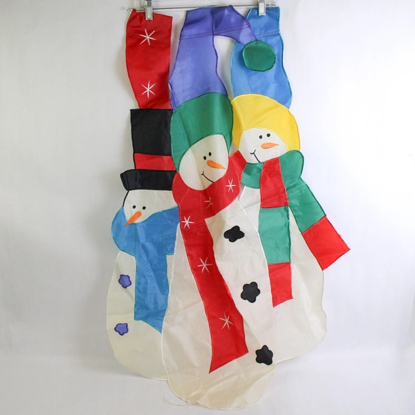 Multicolor Nylon Christmas Winter Snowman Outdoor Holiday Flag Banner 28" x 37"
