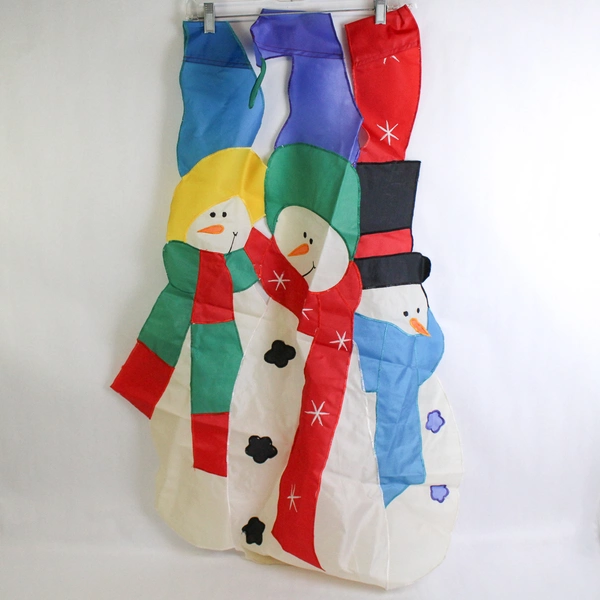 Multicolor Nylon Christmas Winter Snowman Outdoor Holiday Flag Banner 28" x 37"