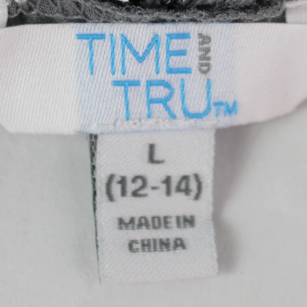 Time and Tru Women's Gray Sparkly Knit Sweater Lace-Up Back Size L 12-14