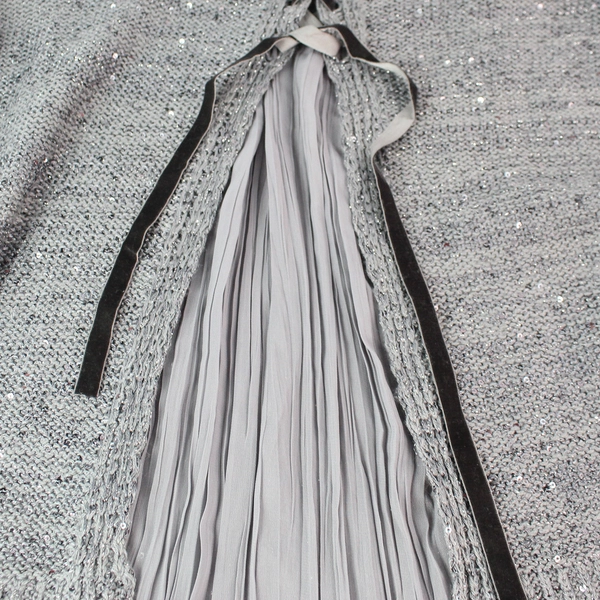 Time and Tru Women's Gray Sparkly Knit Sweater Lace-Up Back Size L 12-14