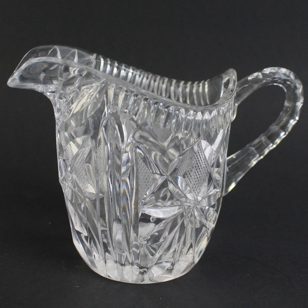 Vintage Cut Crystal Creamer And Open Sugar Bowl Fan Starburst