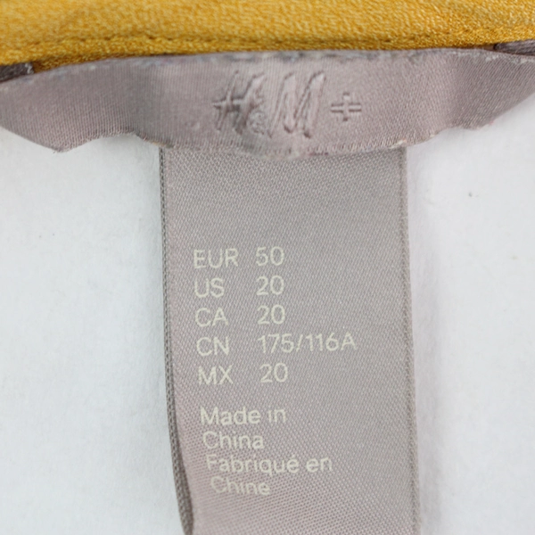 H&M Women's Mustard Yellow Long Sleeve Blouse Size 20, Good Condition