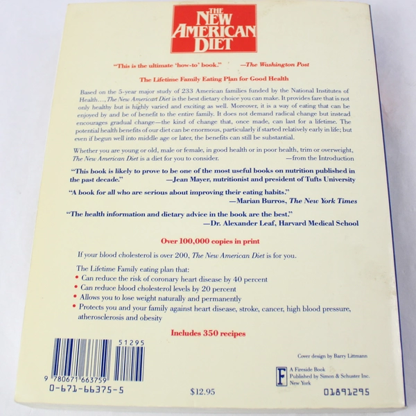 New American Diet Paperback by Sonja & William E. Connor 1989 - Good Condition