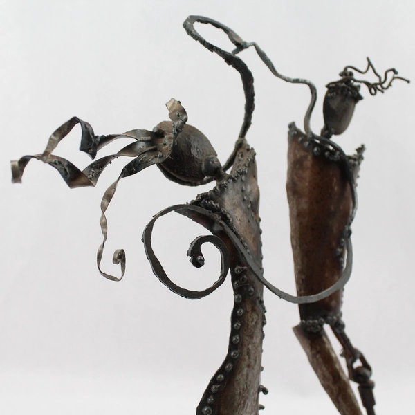 Man and Woman Abstract Postmodern Metalwork Art Sculpture 13"