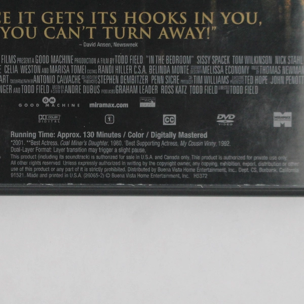 In The Bedroom 2001 DVD Thriller Drama Rated R